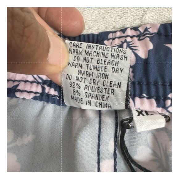 Franks Navy Blue Pink Oahu Floral Print Swim Athletic Board Shorts Women Size XL - Picture 5 of 7